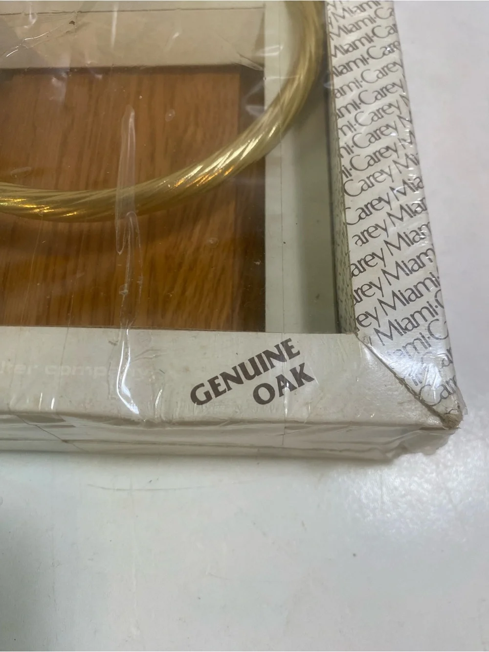NIB Vintage Miami-Carey Polished Brass & Oak Bathroom Towel Ring